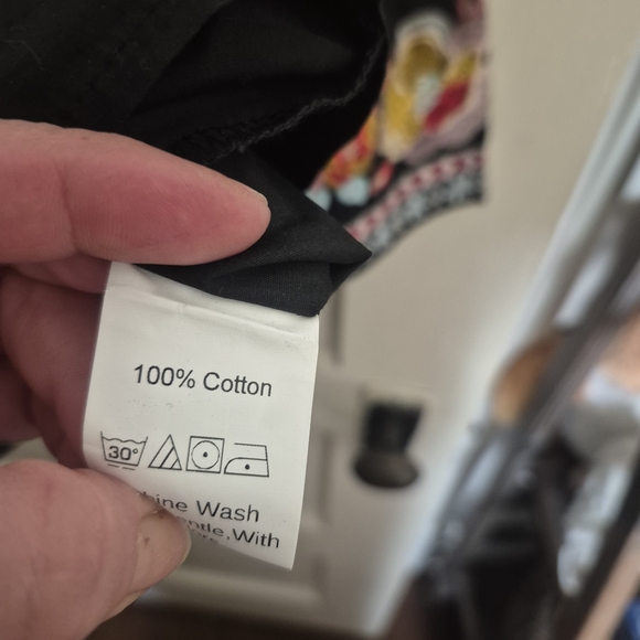 Boho Embroidered Cotton Tunic Top 2XL Black Floral Peasant Johnny Was Style - Picture 4 of 6